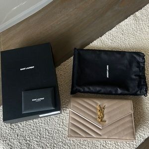 YSL small wallet on a chain in Dark Beige ✨